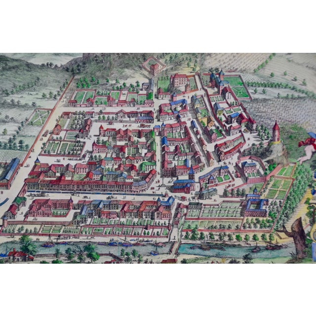 17th Century Dutch Map and City Plan of La Roche-sur-Foron, France, 17th Century Hand Colored For Sale - Image 5 of 8