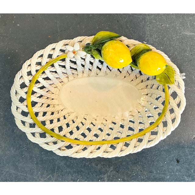 Vintage Italian Majolica Lemon Trellis Bowl For Sale - Image 4 of 12
