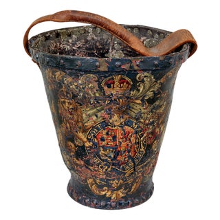Late 18th Century George III Leather and Hand-Painted Fire Bucket, 1780s For Sale