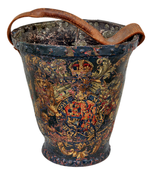 Late 18th Century George III Leather and Hand-Painted Fire Bucket, 1780s