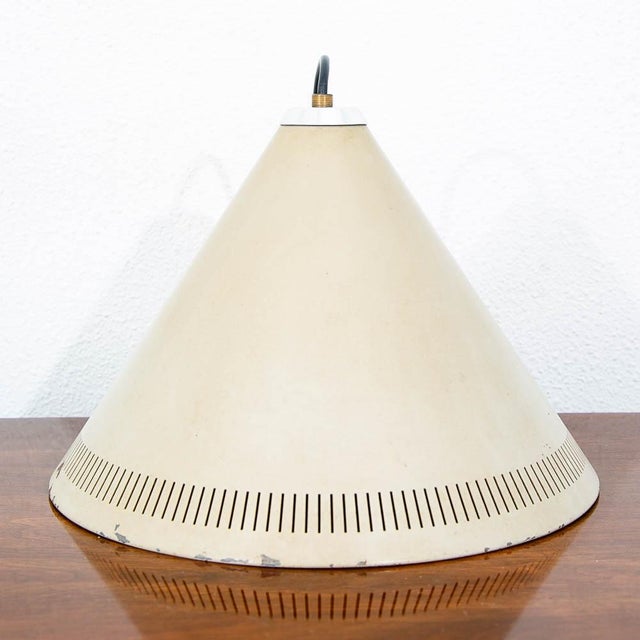 Metal 1960s Mid Century Modern Fog & Morup Pendant Light Cone Tan Jo Hammerborg Hanging For Sale - Image 7 of 9