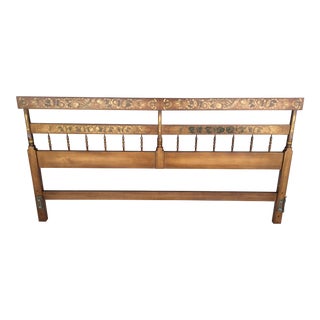 L. Hitchcock Maple Harvest Paint Decorated King Size Headboard For Sale