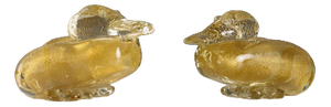 Murano Glass Ducks with Gold Inclusions, Set of 2