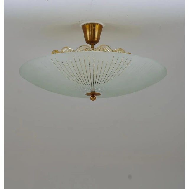 Modern Scandinavian Glass Flush Mount attributed to Orrefors,1950s For Sale - Image 3 of 8
