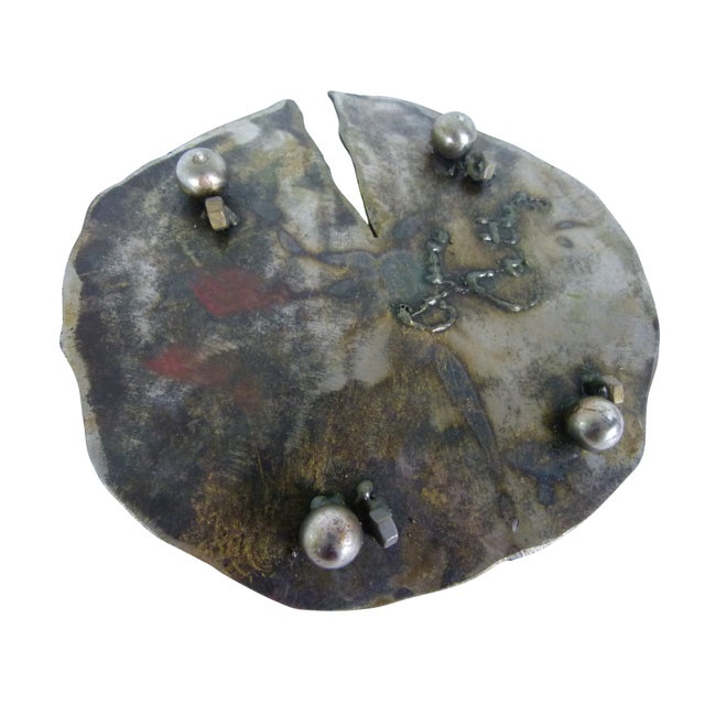 Vintage Catherine James Brutalist Metal Lily Pad Wall Sculpture | Signed "Catti" | Mid-Century Modern For Sale - Image 10 of 11