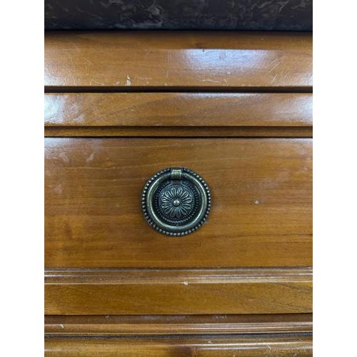 Louis XVI Style Cherrywood Chest of Drawers with Marble Top For Sale - Image 6 of 10