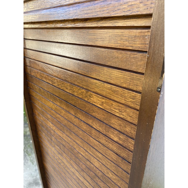 Brown Oak Roll-Top Filing Cabinet, 1970s For Sale - Image 8 of 17