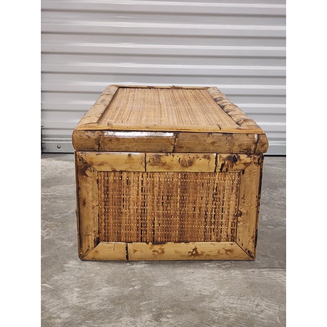 Mid Century Asian Bamboo & Rattan Trunk For Sale - Image 4 of 16
