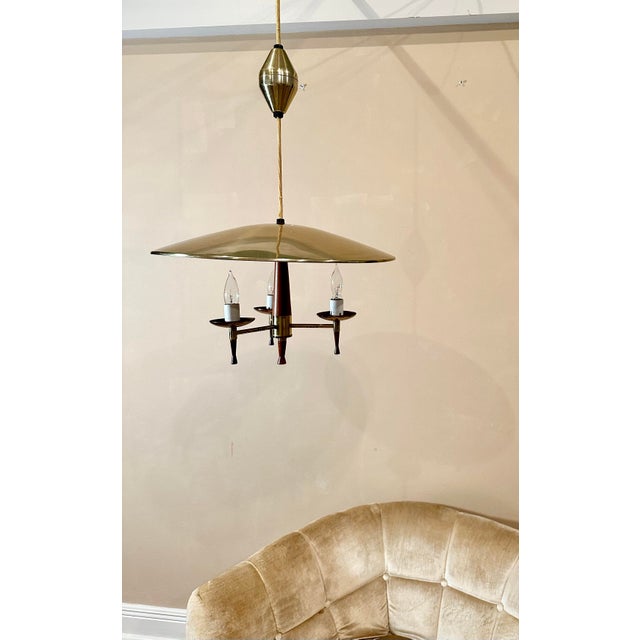 Mid-Century Modern Mid Century Flying Saucer Pull Down Lamp For Sale - Image 3 of 12