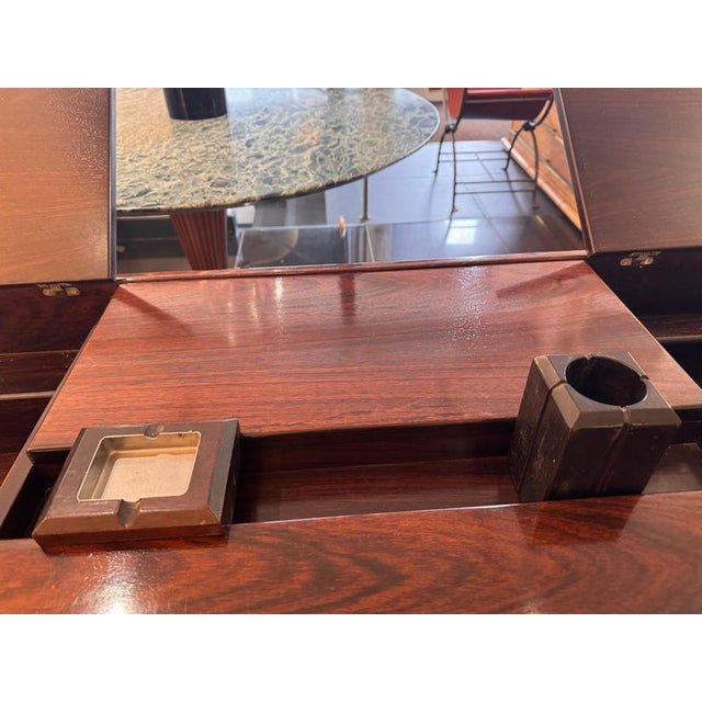 1960s Italian Walnut Multi-Compartments Desk attributed to Bernini, 1960s For Sale - Image 5 of 11