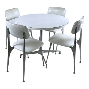 1950s White Retro Kitchen Table and Four (4) Chairs - Set of 5