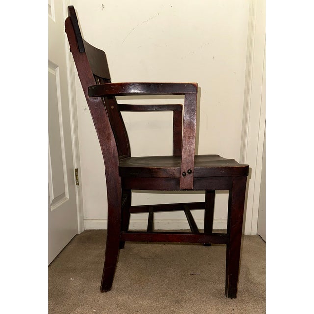 Antique 1920s Heywood-Wakefield Wood Banker's Armchair For Sale In Philadelphia - Image 6 of 8