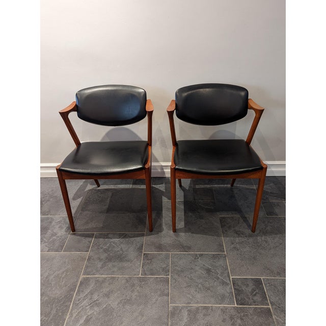 Vintage 1960's Kai Kristiansen Teak and Black Z Dining Chairs, Model 42