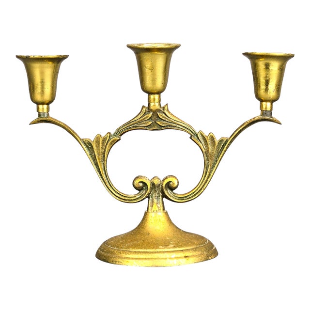 Mid 20th Century Art Nouveau Solid Brass Candelabra For Sale