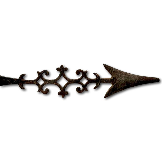 1910s Rare Authentic Circa 1910s Antique American Cast Iron & Etched Ruby Glass Hally's Comet Motif Weathervane - 22 Inches Long For Sale - Image 5 of 12