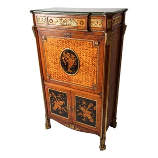 Neoclassical Secretary with Marble Top For Sale