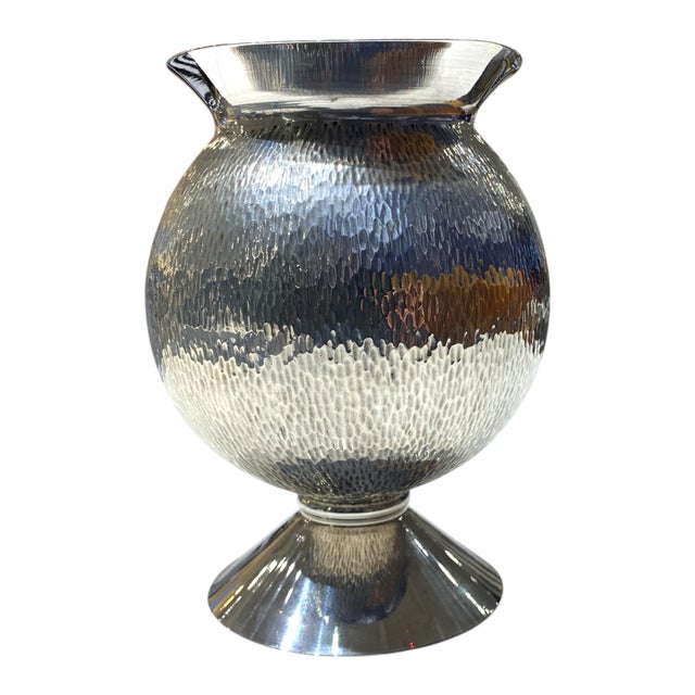 Silver Vintage Italian Silver Plate Hand Hammered Vase For Sale - Image 8 of 18