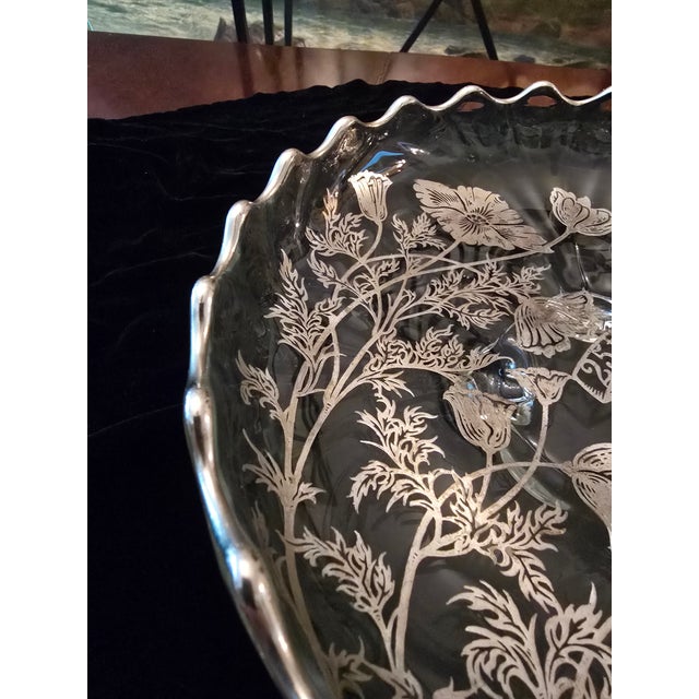Vintage Mid Century Modern Silver Overlay Glass Centerpiece For Sale In Boston - Image 6 of 11
