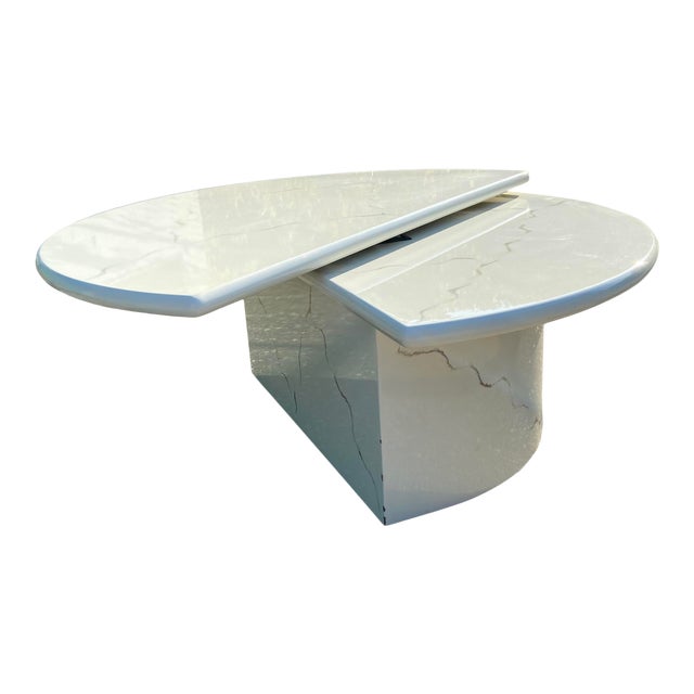 Karl Springer Style Modern Swivel Top Half Moon/Full Moon Coffee Table For Sale