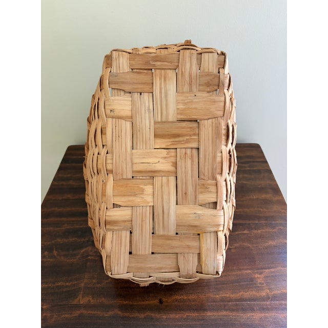 Vintage Split Oak Gathering Basket With Warm Patina For Sale - Image 9 of 9