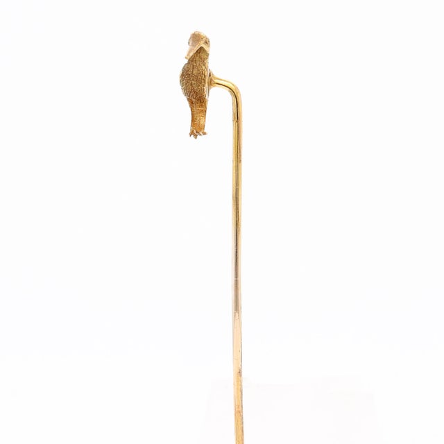 Vintage 14k Gold & Ruby Figural Sand Piper Stickpin For Sale - Image 4 of 9