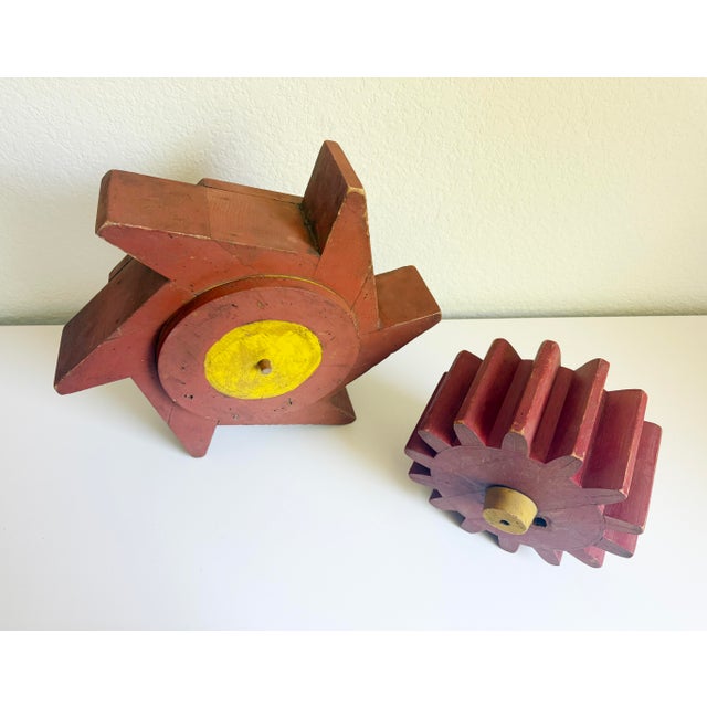 American Large Antique Industrial Wooden Gear Molds, a Pair, Late 19th Century For Sale - Image 3 of 13