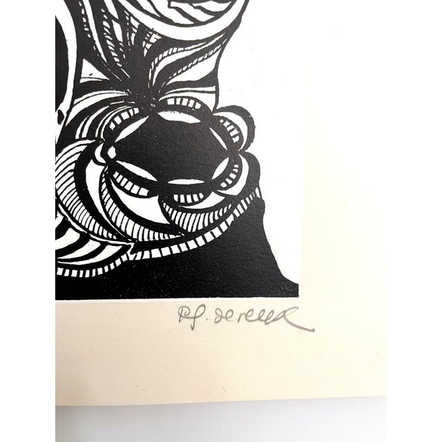 Philippe Dereux, Large 1960s French Art Brut Lithograph Bold Black & White Op Art Philippe Dereux, 1967 For Sale - Image 4 of 6