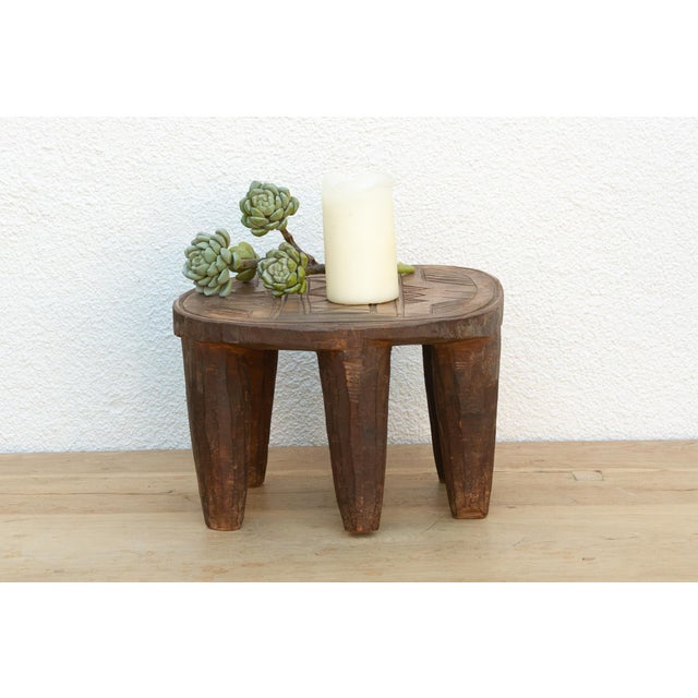 Vintage African Geometric Nupe Carved Stool For Sale - Image 9 of 9