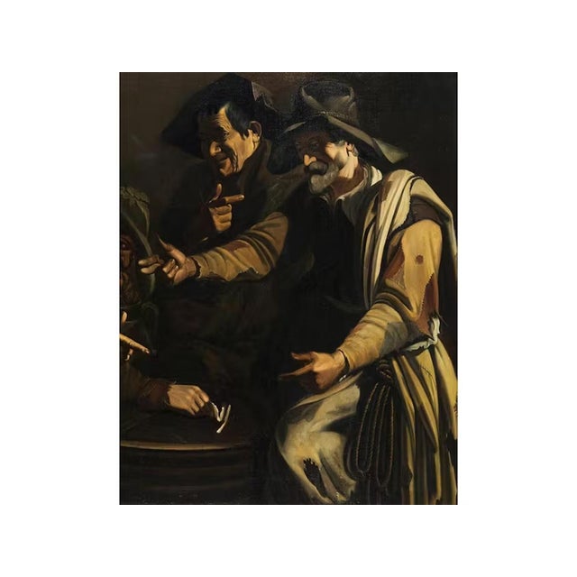 Master of the Flagellation of Cesena, The Morra Players, 1620, Oil on Canvas, Framed For Sale - Image 4 of 11