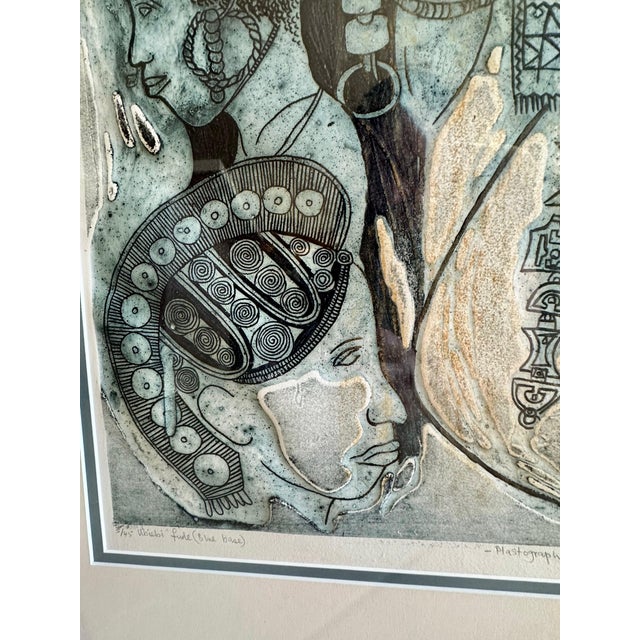 Bruce Onobrakpeya - Blue Base 1988 - Plastograph Engraving For Sale - Image 10 of 12