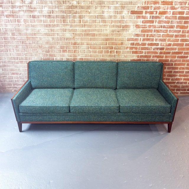 This is a lovely sofa that has been completely reupholstered, new foam and fabric. The frame has been cleaned and oiled...