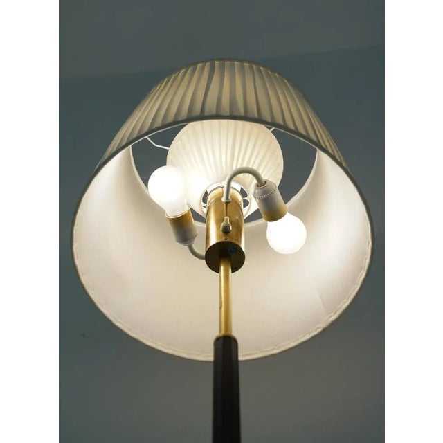 Silver Swedish Brass and Wood Floor Lamp attributed to Boréns, 1960s For Sale - Image 8 of 10