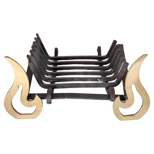 Modernist Wrought Iron and Brass Fire Andiron, 1960s For Sale - Image 3 of 8