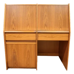 Vintage Danish Modern Teak Drop-Front Cabinet / Desk Cabinet With Hettich Hardware