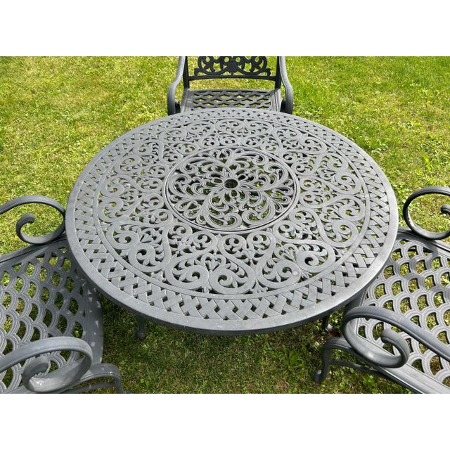 Modern Hanamint Cast Aluminum Patio Table & 3 Chairs For Sale - Image 3 of 8