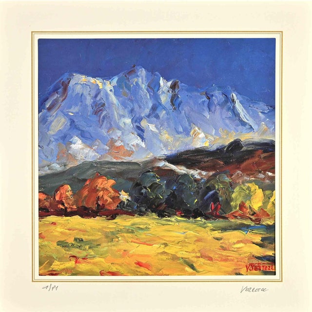 After Nicholas Verrall, Landscape with Mountain, Lithograph, Late 20th Century For Sale