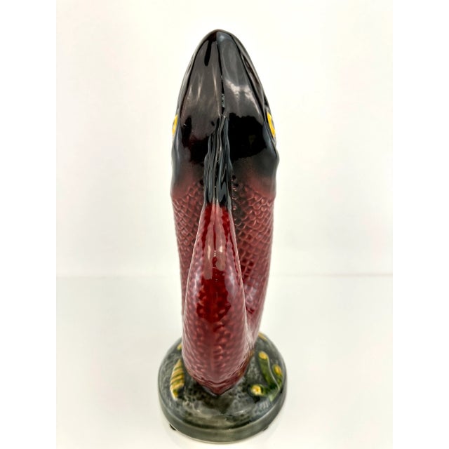 Cabin Vintage 1960's Mid Century Hand Painted Portugal Fish Pitcher For Sale - Image 3 of 10