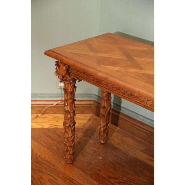 Carved Walnut Palm Tree Console Table Chairish