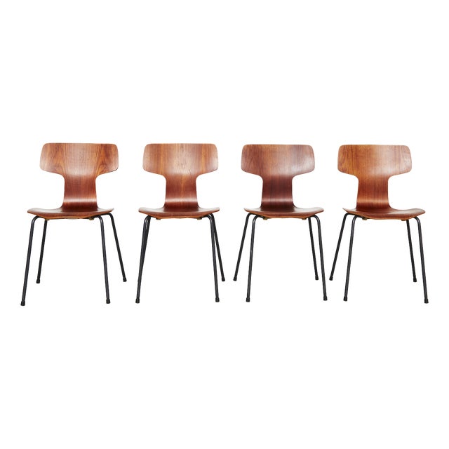 Model 3103 Hammer Chairs by Arne Jacobsen for Fritz Hansen, 1964, Set of 4 For Sale