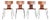 Model 3103 Hammer Chairs by Arne Jacobsen for Fritz Hansen, 1964, Set of 4 For Sale