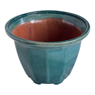 Mid 20th Century Teal Pot With Rust Interior For Sale
