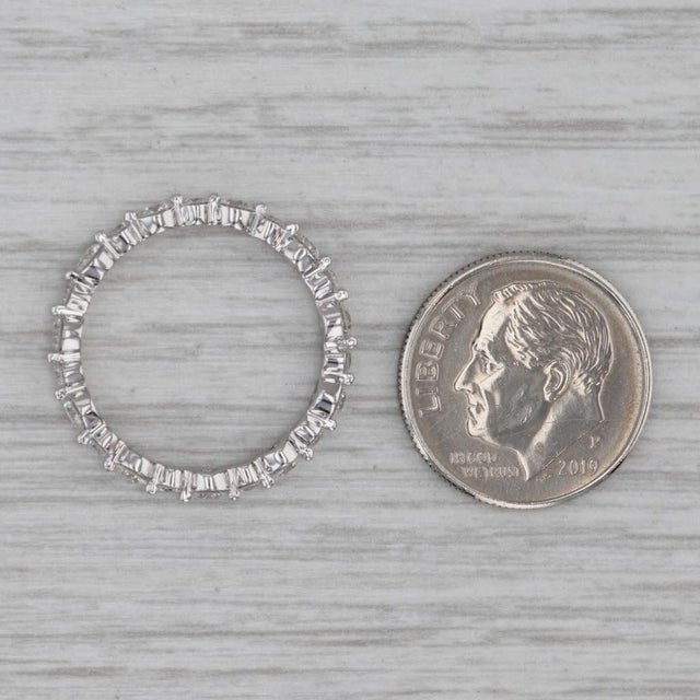 0.94ctw Diamond Eternity Band 14k White Gold Wedding Ring Size 6.25 Stackable For Sale - Image 4 of 9