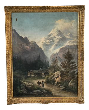European School, Rural Landscape, 1800s, Oil on Canvas, Framed