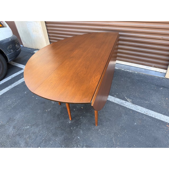 Mid-Century Modern Vintage Mid Century Modern Drop Leaf Oval Walnut Dining From Heritage Henredon For Sale - Image 3 of 8