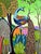1970s Adam Leontus Art Naif Framed Serigraph Screen Print: Peacock For Sale - Image 13 of 18