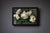 Wood Contemporary Roses III by Jon Doran | Oil on Panel Open White Roses on Grey Still Life For Sale - Image 7 of 9