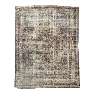 1900s Kerman Lavar Ice & Denim Blue, Greys & Taupe Rug, 9.2 x 11.3 For Sale