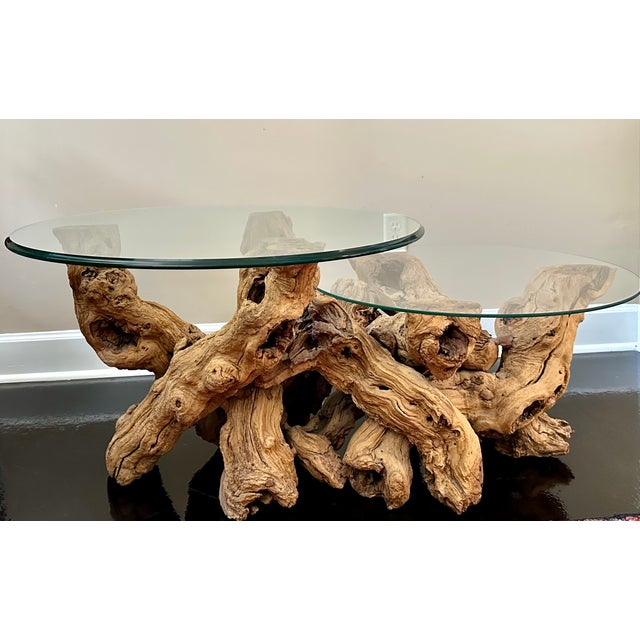 Brown Organic Sculptural Grapevine Root Coffee Table, Studio Craft, Glass Top For Sale - Image 8 of 9
