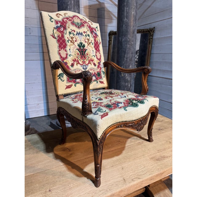 French Walnut Armchair, 1890s For Sale - Image 9 of 15