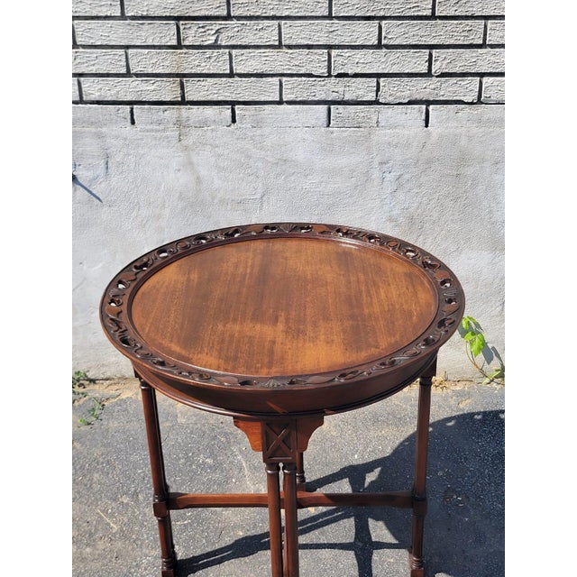 Wood Beautiful 1920 Pie Crust Side Sofa Table. For Sale - Image 7 of 17